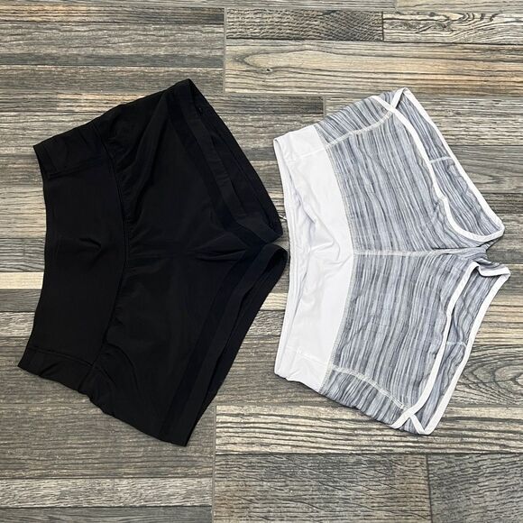 🔥 Lot of 2 - LULULEMON Double Lined Work Out Gym Running Shorts Women Sz 6 - EU - Picture 3 of 13